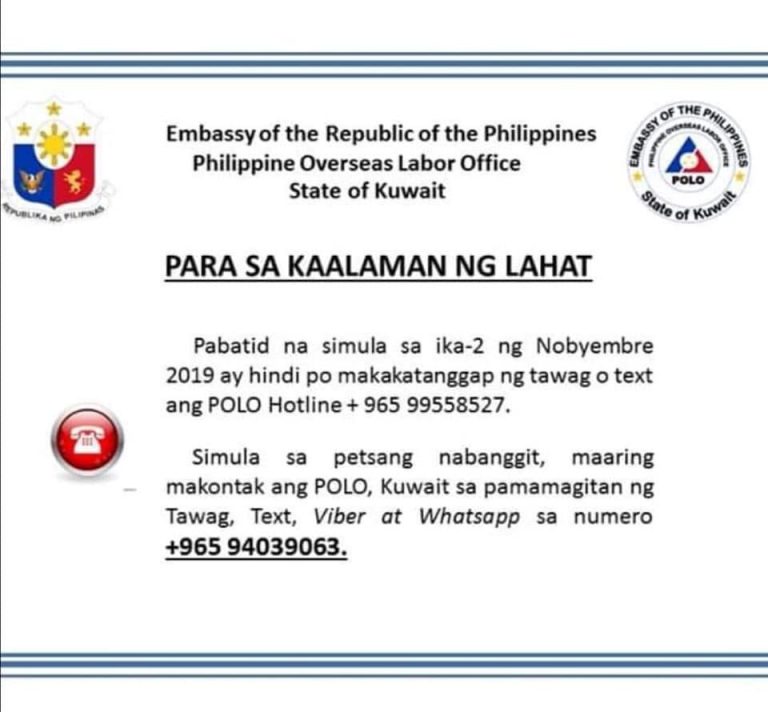 Philippine Embassy /Polo OWWA information and Contact Numbers